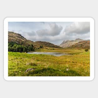 Langdale Pikes and Blea Tarn in Lake District, UK Sticker